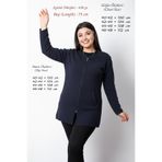 Laden Kadın Lacivert Nakış İşlemeli Fermuarlı Anne Kışlık Hırka
