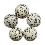 Ladeukoi 5 adet 20 mm yuvarlak taş top seti, ev dekorasyonu için, kristal cilalı şifa değerli taş Fengshui mineral takı üretimi, Dalmaçya Jasper