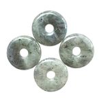 Ladeukoi Büyük delik 7 mm mutlu madeni para kolye ucu boncuk Charms takı üretimi için, kristal tılsım barış çemberi çörek taş boncuk malzemeleri 1,18 inç (30 mm), 4 adet, gri ay taşı