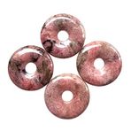 Ladeukoi Büyük delik 7 mm mutlu madeni para kolye ucu boncuk Charms takı üretimi için, kristal tılsım barış çemberi çörek taş boncuk malzemeleri 1,18 inç (30 mm), 4 adet, Rhodonit