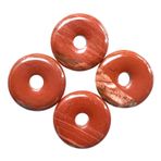 Ladeukoi Büyük delik 7 mm mutlu madeni para kolye ucu inci Charms takı üretimi için, kristal tılsım barış çemberi çörek taş boncuk malzemeleri 1,18 inç (30 mm), 4 adet, kırmızı yeşim taşı