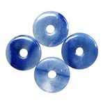 Ladeukoi Büyük Delikli 7 mm Mutlu Bozuk Para Kolye Boncuk Charms Takı Üretimi için, Kristal Tılsım Barış Çemberi Donut Taş Boncuk Malzemeleri 1,18 inç (30 mm), 4 Adet, Mavi Aventurin