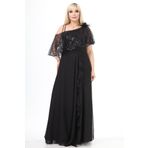 Ladies First Büyük Beden 3858 Siyah Uzun Abiye Elbise