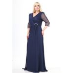 Ladies First Büyük Beden 3874 Lacivert Uzun Abiye Elbise