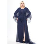 Ladies First Büyük Beden 3875 Lacivert Uzun Abiye Elbise