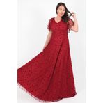 Ladies First Büyük Beden Bordo Uzun Abiye Elbise
