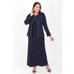 Ladies First Büyük Beden Lacivert Abiye Ceket Elbise Takım 3306
