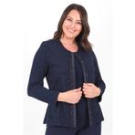 Ladies First Büyük Beden Lacivert Ceket Atlet Abiye Ikili Takım