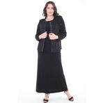 Ladies First Büyük Beden Siyah Abiye Ceket Elbise Takım 3306