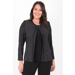 Ladies First Büyük Beden Siyah Gümüş Ceket Atlet Abiye Ikili Takım
