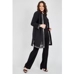 Ladies First Büyük Beden Siyah Gümüş Ceket+bluz+pantolon Üçlü Takım 3552