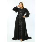Ladies First Büyük Beden Siyah-siyah Uzun Abiye Elbise 3415