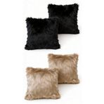 LadiesHome Peluş Dekoratif Kırlent Kılıfı 4’lü Set – Siyah & Açık Kahverengi Yumuşak Dokulu Yastık Kılıfı 43x43