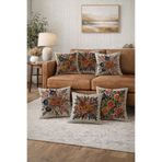 LadiesHome Renkli Çiçek Punch Nakış Desenli Kırlent Kılıfı 6’lı Set 43x43 cm Dijital Baskı