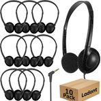 Ladont Okul Sınıfı için Toplu Çocuk Kulaklıkları 10'lu Paket, Öğrenciler için Kablolu Kulak Üstü Sınıf Kulaklıkları Çocuklar Küçük Çocuk Erkek Kız Genç (Siyah)