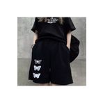 LADY FACE Büyük Beden Özel Tasarım 3 Kelebek Baskılı %100 Pamuk Dış Mekan Kadın Bermuda Şort
