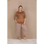 Lady Lingerie Kısa Kollu Büyük Beden Kaprili Kadın Pijama Takımı