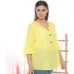 Lady Majestic %100 Cotton Büyük Beden Bluz - 44 - Sarı
