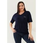 Lady Majestic Büyük Beden Bluz - 46 - Lacivert