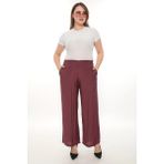 Lady Majestic Kadın Beli Lastikli Rahat Kesim Pantolon – Günlük Şık ve Konforlu - Bordo - 58