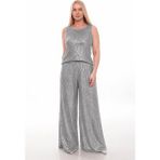 Lady Majestic Palazzo Pullu Payetli Bol Paça Pantolon Işıltılı Abiye 36 - 58 - Gri - 46