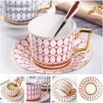 Lady Parti 200 ml Avrupa Asil Kemik Çini Kahve Fincanı Tabağı Kaşık Seti 200 ml Lüks Seramik Kupa Üst Sınıf Porselen Çay Bardağı Cafe Parti Drinkware (Yurt Dışından) - 1 Adet - Renkli - 1 lt