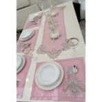 Lady Rio Amerikan Servis,runner ve Supla'lı 8 Kişilik Sunum Takımı.fransız Dantel Sunum Takıımı - 138 x 138 cm - Pembe