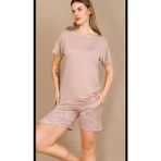 Lady Yumuşacık Viskon Kumaş Pudra Pembe Şortlu Pijama Takımı 7740