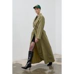 LADYA COLLECTION Yeşil Kuşaklı Uzun Verde Trençkot