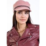 Ladycolor Kadın Kışlık Şapka Zincirli Kaşe Kaptan Pembe