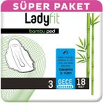 Ladyfit Bambu Ped Süper Gece 18 Adet Paraben ve Kimyasal İçermeyen Konforlu Ped