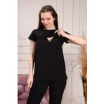 LadyMina Pijama Siyah Hamile Lohusa Ve Emzirme Tişörtü