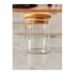 LADYNUR Bambu Vakum Kapaklı Midi Cam Baharatlık 6 Adet 120ml / 8.5 cm X 5 cm