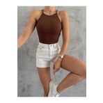 ladyzey kadın kahverengi halter yaka kaşkorse bluz