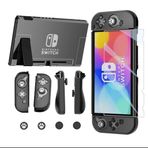 Laehovr Ergonomik TPU JoyCon Kılıflı Anahtar Kılıfı, Nintendo Switch 2017 için Şeffaf PC Arka Kabuk, Yerleştirilebilir Anahtar Kapağı Koruyucu Kılıf, Anahtar Ekran Koruyucu, Başparmak Çubuğu