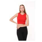 LAENT Kadın Kırmızı Kolsuz Fitilli Crop Bluz
