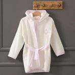 LaFiny - Queen Bebek Bornoz %100 Pamuk Nakışlı Havlu Kumaş-1 Yaş - Beyaz - 3 Yaş
