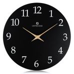 Lafocuse 30 cm MDF ahşap duvar saati, siyah, tik tak sesi yok, sessiz, modern kuvars duvar saati, pille çalışır, kolay okunur, dekoratif saat, oturma odası, yatak odası, mutfak, ofis için