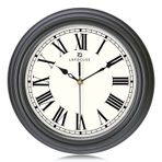 Lafocuse Retro Siyah Gri Mutfak Duvar Saati Sessiz Tik Takmayan Kuvars Dekoratif Roma Rakamları Oturma Odası Modern Yatak Odası için Duvar Saatleri 12 inç/30 CM