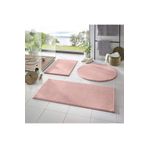 Lagom Life 3'lü Banyo Halısı Peluş Post Halı Klozet Takımı Pembe 50x90--50x60---50x50(yuvarlak)