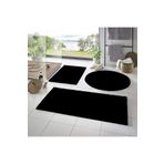 Lagom Life 3'lü Banyo Halısı Peluş Post Halı Klozet Takımı Siyah 50x90--50x60---50x50(yuvarlak)