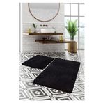 Lagom Life Siyah Banyo Paspas Takımı Ikili Peluş Halı Kaymaz Taban 50x90 cm + 50x60 cm