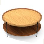 Lagoma Harmonia Yuvarlak Orta Sehpa - 100 cm - Meşe Tabla / Ceviz Raf / Siyah Metal Ayak - Meşe / Ceviz / Siyah Ayak - Çap - 100 cm