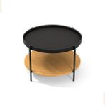 Lagoma Harmonia Yuvarlak Orta Sehpa - 60 cm - Meşe Tabla / Siyah Meşe Raf / Siyah Metal Ayak - Meşe / Siyah Meşe / Siyah Ayak - Çap - 60 cm