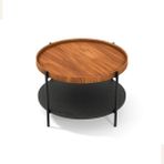 Lagoma Harmonia Yuvarlak Orta Sehpa - 60 cm - Siyah Meşe Tabla / Ceviz Raf / Siyah Metal Ayak - Çap - 60 cm - Siyah Meşe / Ceviz / Siyah Ayak