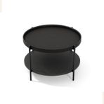 Lagoma Harmonia Yuvarlak Orta Sehpa Ahşap Raf Metal Ayak - 60 cm (Siyah Meşe/Siyah Meşe/Siyah Ayak)