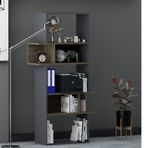 Lagomood Infy Kitaplık, Antrasit Ceviz, 5 Raflı