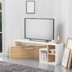 Lagomood Karamel TV Standı Beyaz Meşe Modern Tasarım Minimalist 189 cm Suntalam Malzeme - Beyaz - Meşe
