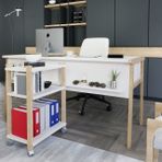 Lagomood Zenith Çalışma Masası Kitaplık Takım, Beyaz Meşe, 150Cm
