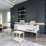 Lagomood Zenith Ofis Masa Takım 150CM Beyaz Meşe - Beyaz - Meşe